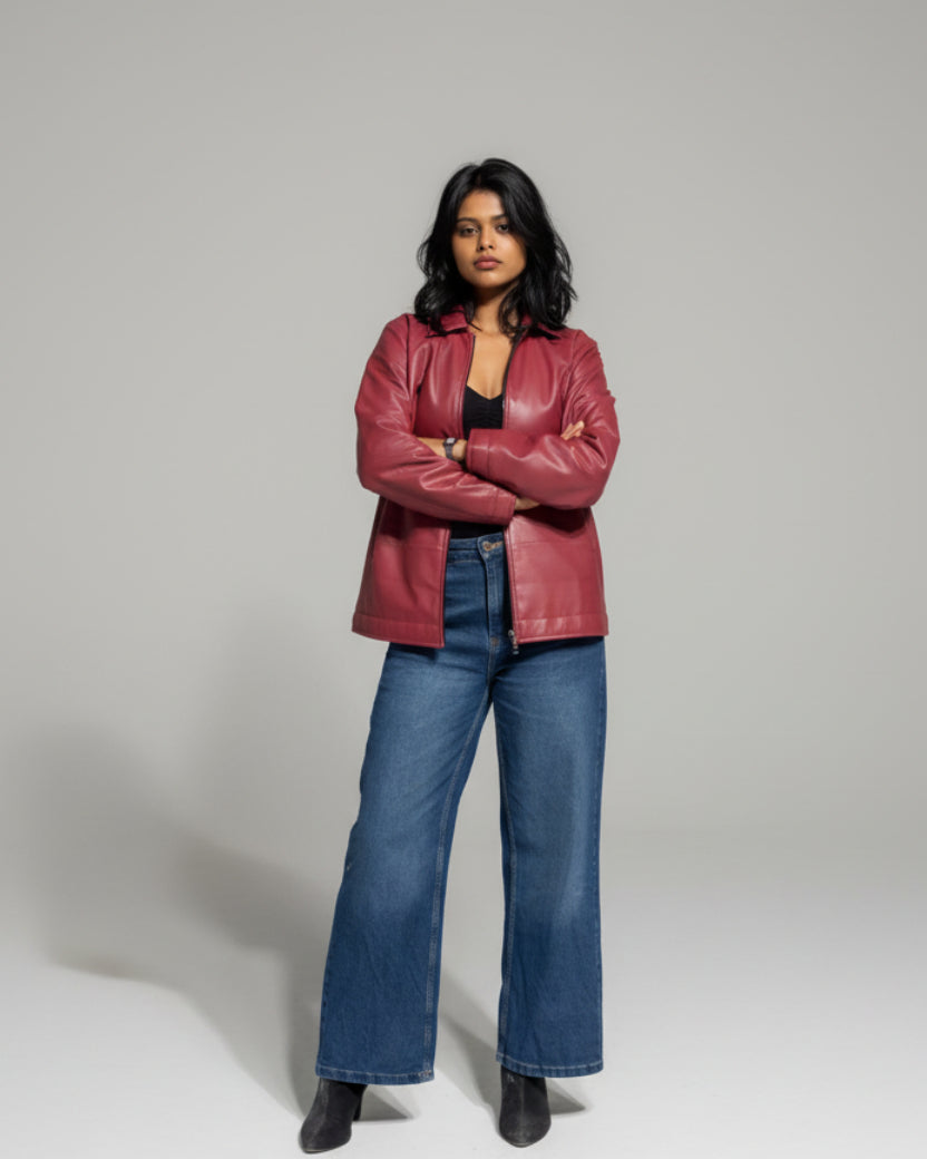 Maroon Leather Jacket